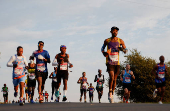 Runner competes in the Comrades Marathon, South Africa