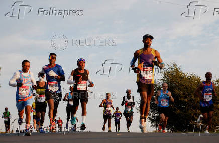 Runner competes in the Comrades Marathon, South Africa