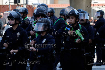 Protest following multiple detentions in downtown Los Angeles
