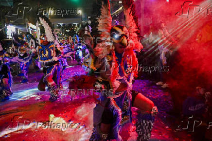 Bolivians celebrate the Gran Poder parade, in La Paz