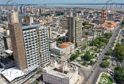 A drone view shows a hotel under construction ahead of the COP30 climate summit in Belem