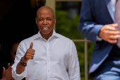 New York City Mayor Eric Adams endorsed  by members of the law enforcement for re-election in New York