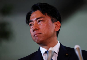 Japan's incoming Agriculture, Forestry and Fisheries Minister Shinjiro Koizumi makes appearance before the media in Tokyo