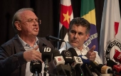 Presidente interino do Corinthians Osmar Stabile e o vice-presidente Armando Mendonça concederam coletiva á imprensa