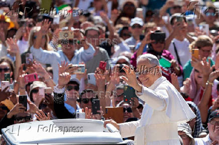 Pope Leo XIV holds the general audience in St. Peter's Square at the Vatican
