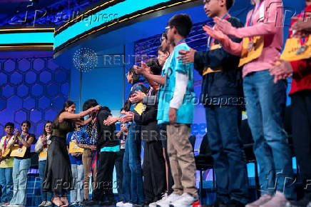 Student spellers compete in the annual Scripps National Spelling Bee