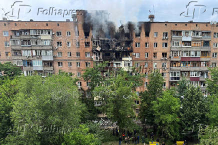 Aftermath of a Russian drone attack in Kharkiv
