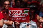 Protest against conditions in Gaza, demanding that the caretaker government impose sanctions against Israel, in Brussels