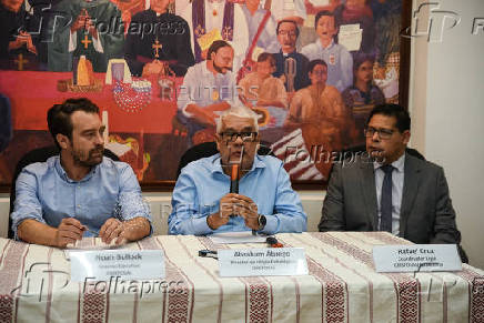 Executive Director of Cristosal Noah Bullock addresses the media, in Guatemala City