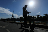 The banks of the River Seine with the Eiffel Tower in Paris