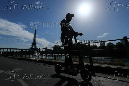 The banks of the River Seine with the Eiffel Tower in Paris