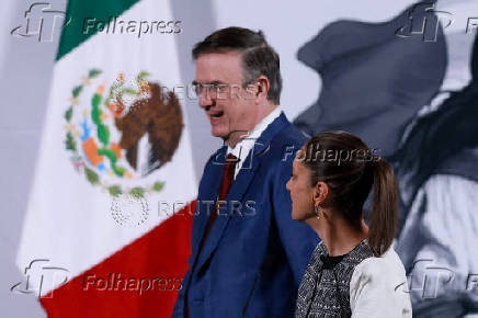 FILE PHOTO: Mexico's President Sheinbaum addresses the media at the National Palace, in Mexico City