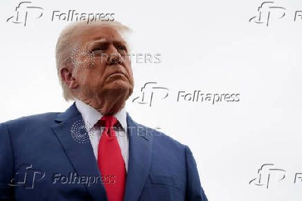 U.S. President Trump departs for Hagerstown from Morristown Municipal Airport in Morristown