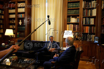 Greek Prime Minister Kyriakos Mitsotakis meets with Greek President Constantine Tassoulas in Athens
