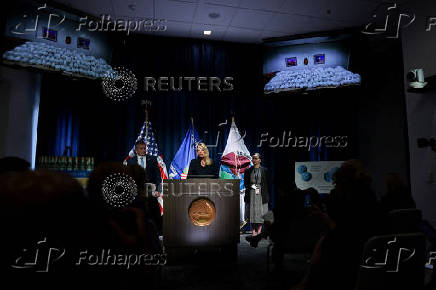 U.S. Attorney General Pam Bondi and acting Drug Enforcement Administrator (DEA) Robert Murphy hold a press conference, in Arlington