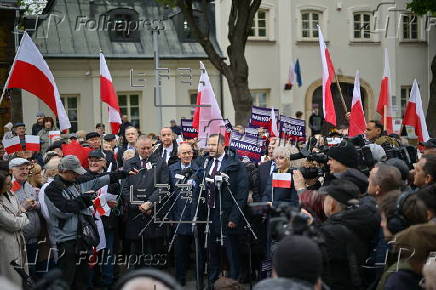 Polish presidential candidatee Karol Nawrocki campaigns in Wegrow