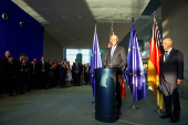 German Chancellor Olaf Scholz hands over to his successor Friedrich Merz