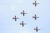 The Spanish Air Force aerobatic group Patrulla Aguila (Eagle Patrol) fly during training ahead of Armed Forces Day