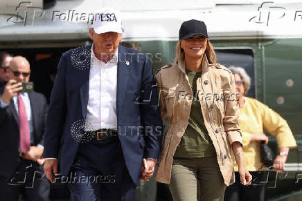U.S. President Donald Trump visits flood affected areas of Texas