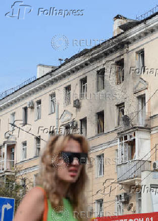 Aftermath of what authorities said was Ukrainian drone attack, in Voronezh