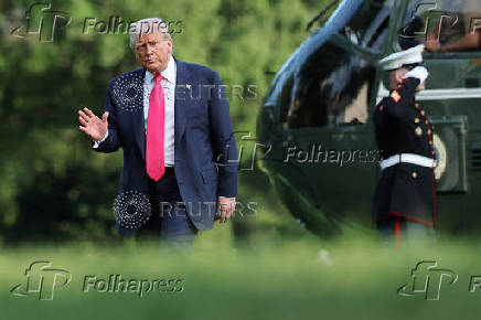 U.S. President Donald Trump arrives home from a day trip in Pennsylvania to the White House in Washington