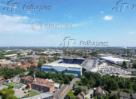 A drone view shows St Andrew's @ Knighthead Park Stadium
