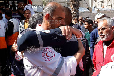 Palestinians mourn medics in Khan Younis