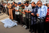 Funeral of Palestinians killed in Israeli strikes, in Khan Younis