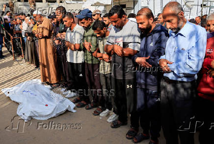 Funeral of Palestinians killed in Israeli strikes, in Khan Younis