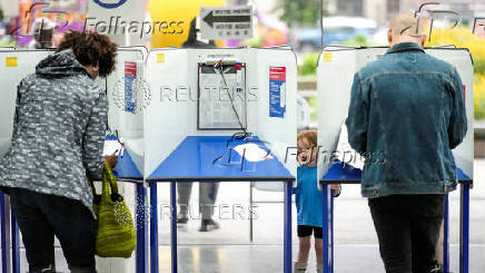 Early voting during primary election in Brooklyn, New York