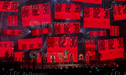 Katy Perry performs at the Kia Forum in Inglewood, California