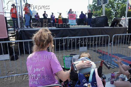 Demonstrators hold a four-day vigil in protest of cuts to Medicaid, in Washington