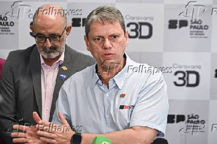 Coletiva do governador Tarcísio de Freitas, em Boituva