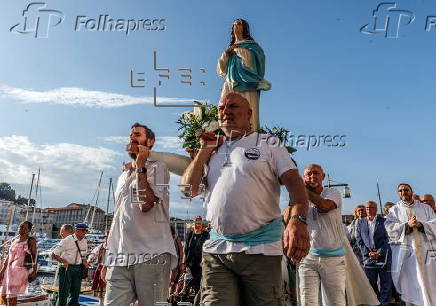 Traditional Feast of the Assumption procession along the port of Nice