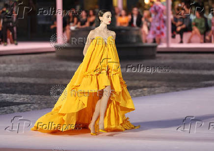 Carolina Herrera presents spring-summer 2026 collection in Madrid's Plaza Mayor