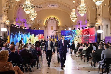 Presidential candidates take part in a debate in Bucharest ahead the first round of elections that will take part on the 4th of May