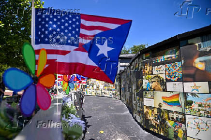 Memorial outside the former Pulse nightclub on the nine-year anniversary of the shooting in Orlando
