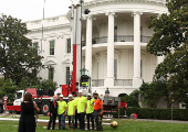 New flagpole is installed on the South Lawn at the White House