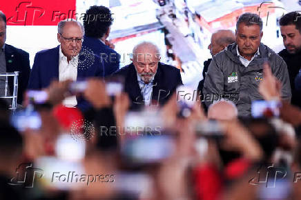 Brazil's President Lula attends a ceremony to announce a favela urbanization plan, in Osasco