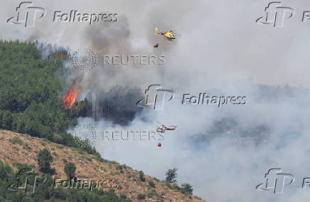 Firefighters battle a wildfire raging in Spain?s Avila region