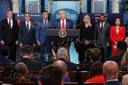 U.S. President Trump meets members of the media at the White House in Washington, D.C
