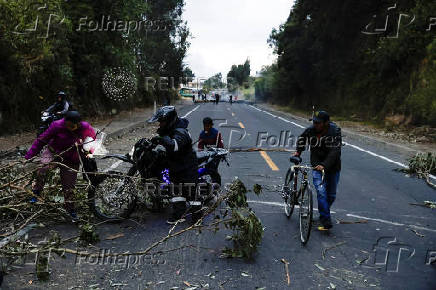 Indigenous groups protest against diesel subsidy cuts, in San Agustin de Cajas