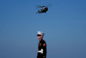 U.S. President Donald Trump boards Air Force One at Morristown Airport