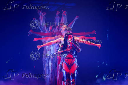 Katy Perry performs at the Kia Forum in Inglewood, California
