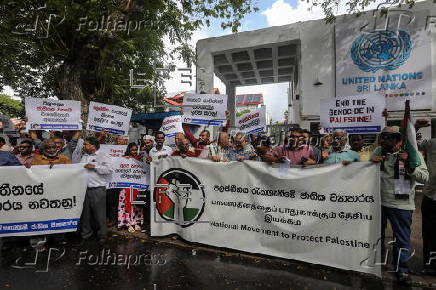 Pro-Palestinian protest in front of the UN Office in Colombo