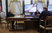 Russia's President Putin chairs a meeting with senior officials and military commanders in Moscow