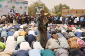University students and professors perform prayers to ask for rain in Sanaa