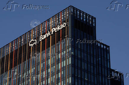 FILE PHOTO: Logo of Bank Pekao PKN.WA, Poland's second biggest bank is seen on their headquarter in Warsaw,