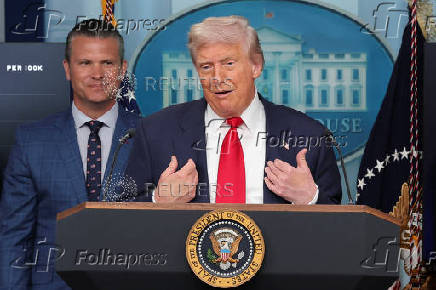 U.S. President Trump meets members of the media at the White House in Washington, D.C