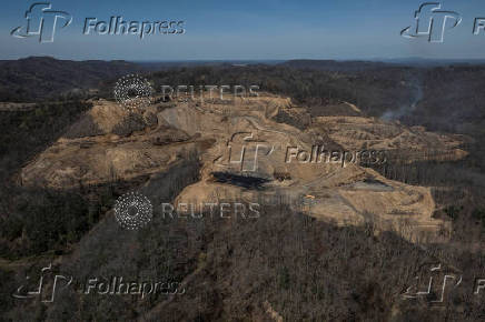 Surface mining operations at a strip mine in Mercer County, West Virginia